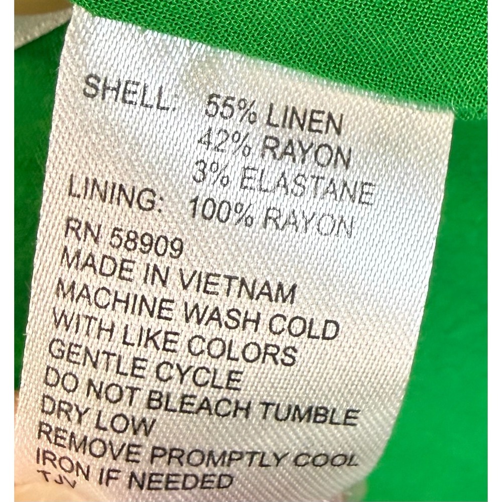 Alex Marie Green Linen Blend Button Front Blazer Jacket Preppy Classic Size 10 - Picture 8 of 8